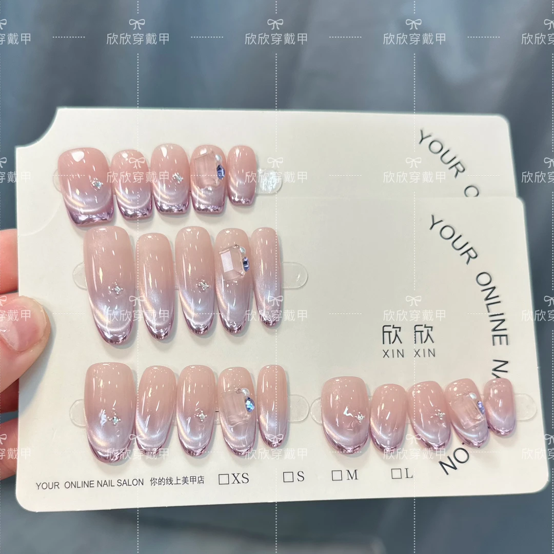 紫色韵味-Hand-painted clear bow 纯手工穿戴甲 10片装