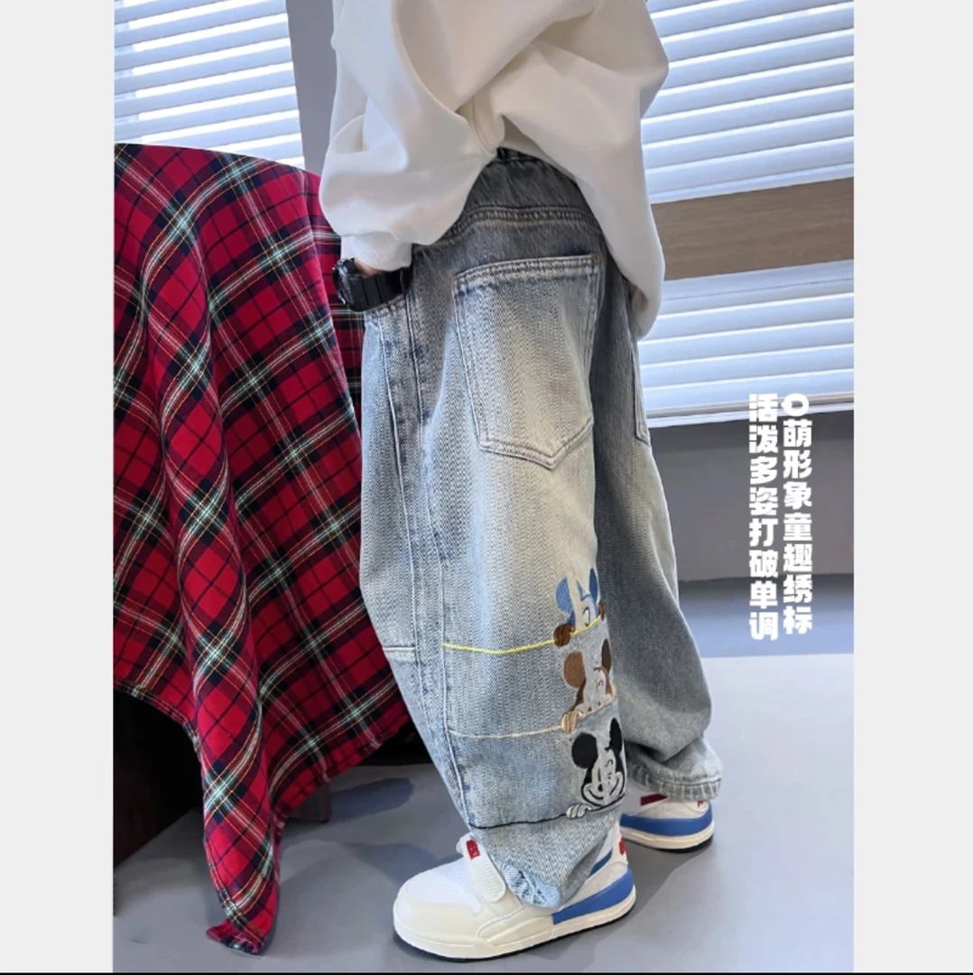 男童裤子2025春季新款儿童牛仔裤韩版宽松中大童老爹裤休闲裤洋气