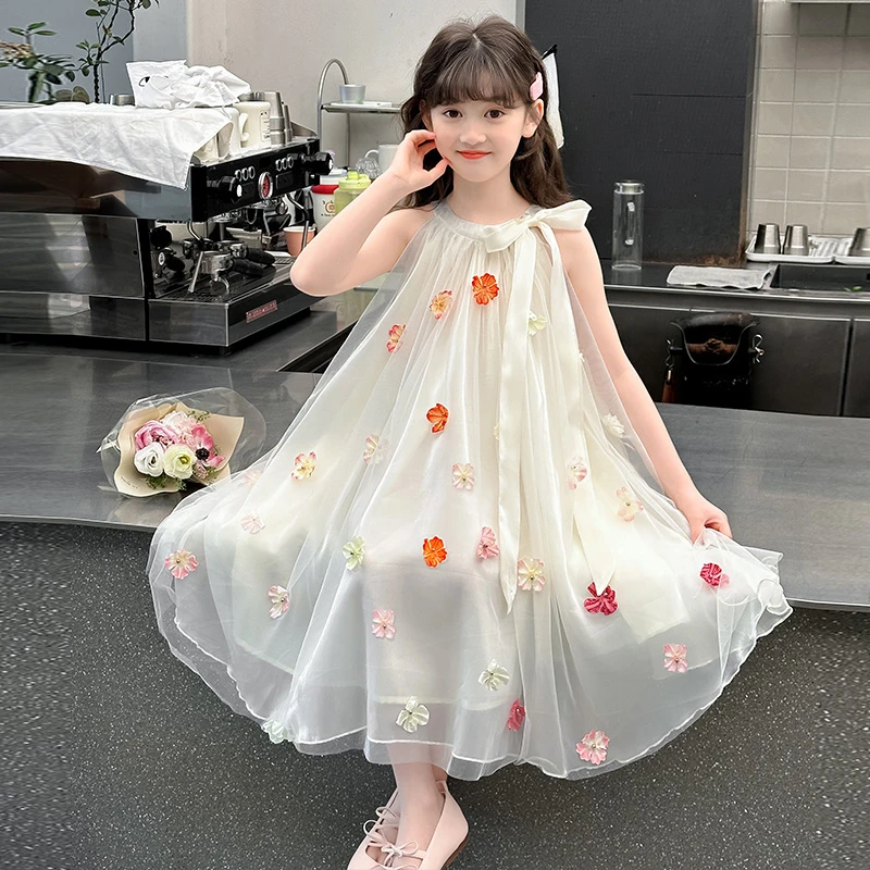 女童裙子夏款2025新款洋气童装女孩夏季网纱背心裙儿童夏天连衣裙