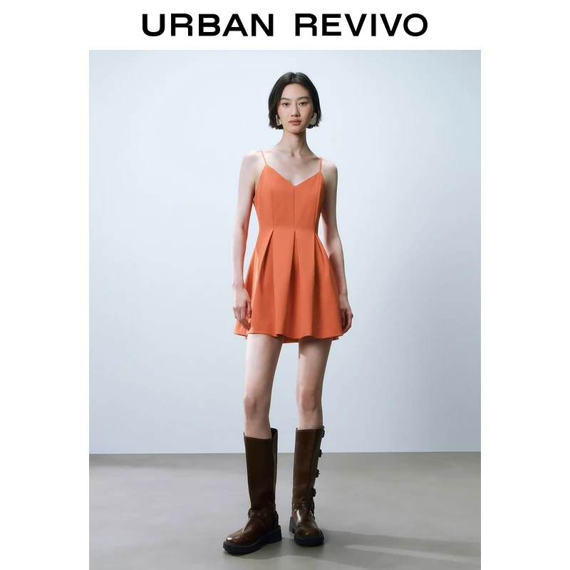 UR2025夏季新款女装法式收腰超短款修身吊带连衣裙UYY750083