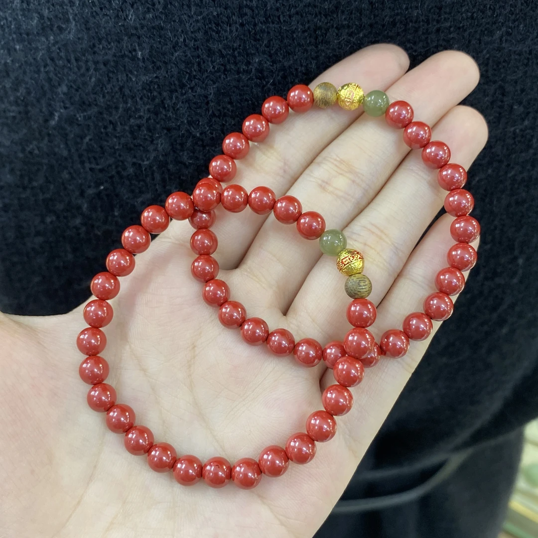 含辰砂工艺品【小北好物】朱砂单圈手串-17QH139X426【多样性】