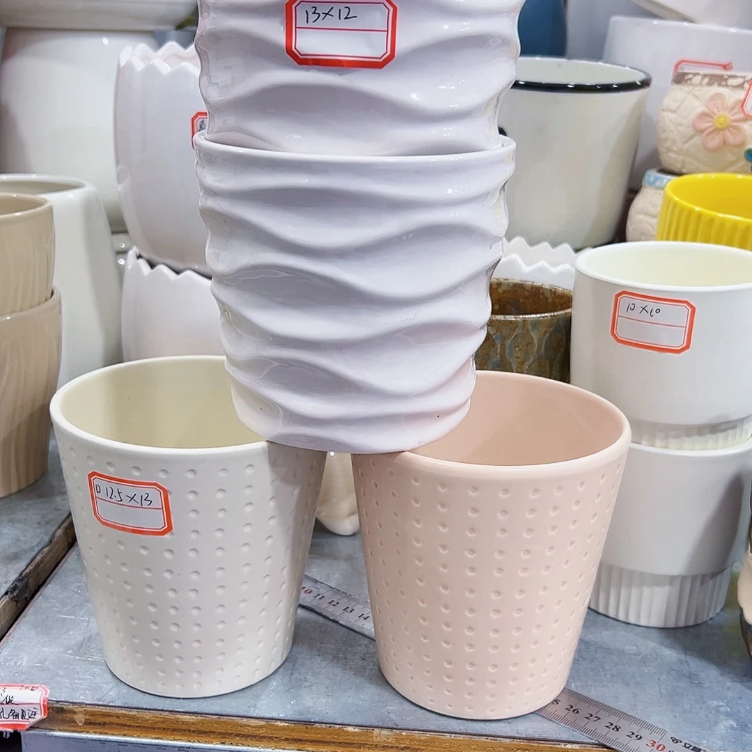 有孔外贸尾单陶瓷花盆凑单10米包邮