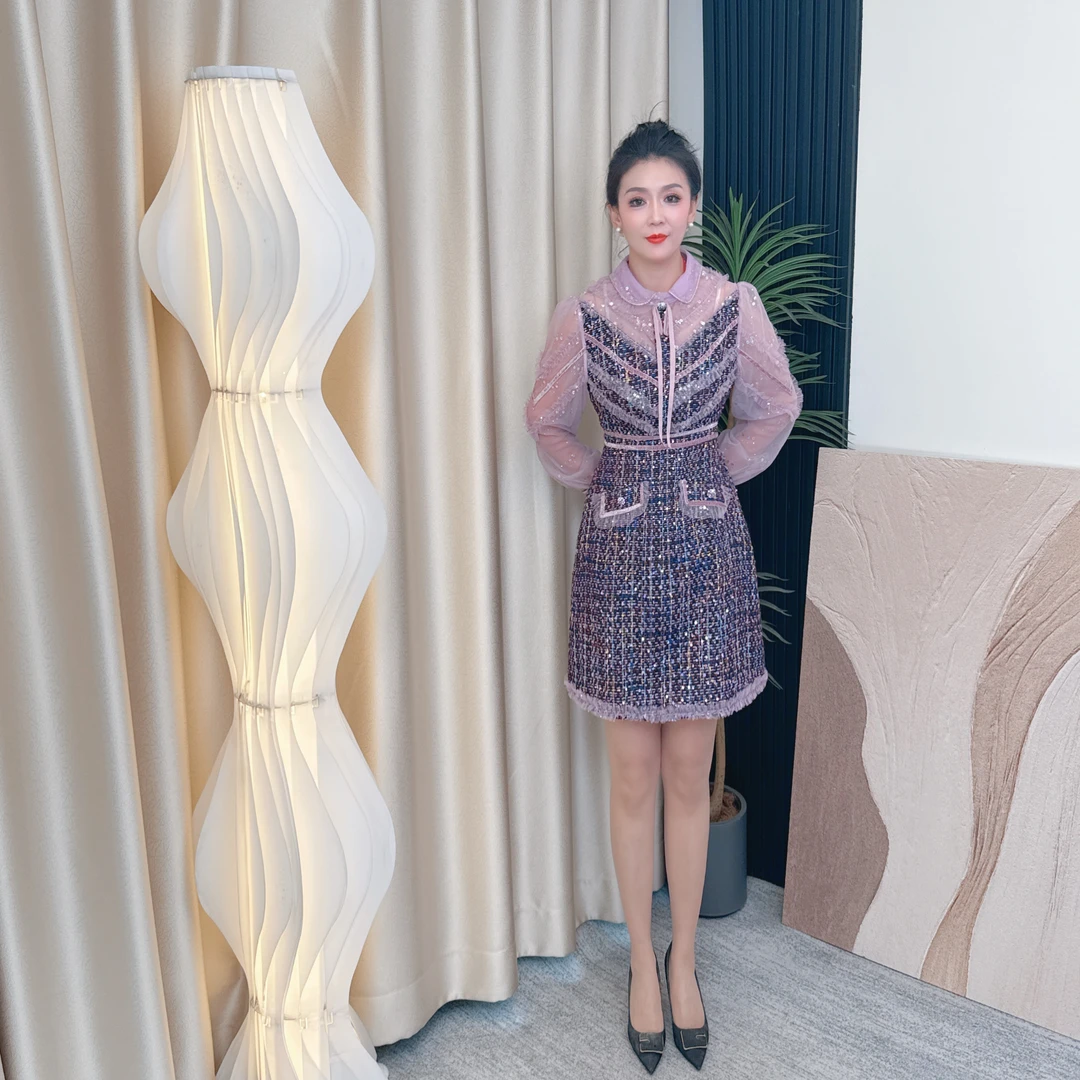 S378女装连衣裙显瘦气质轻奢时尚百搭复古收腰名媛显瘦