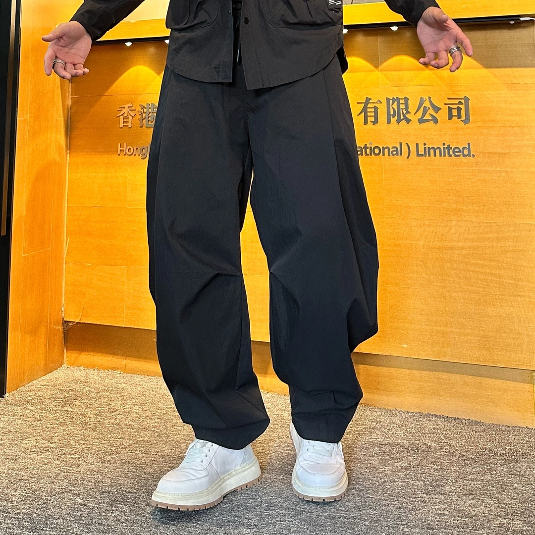 2025H·K美狮潮牌时尚轻薄抽绳松紧腰宽松百搭休闲裤
