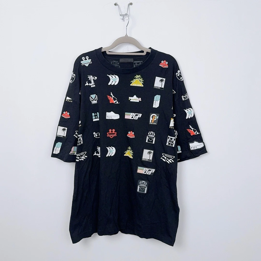 99新 Prada/普拉达 2XL码/ 图案印花短袖/98新/jm08445