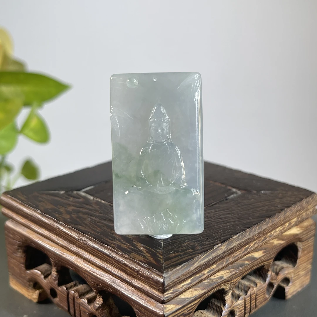 JXB12-136 天然翡翠缅甸A货 净瓶观音