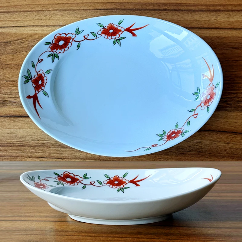 日本进口其泉有田 hoval-ほおばる - 花万曆25.5cm椭圆盘鱼盘菜盘