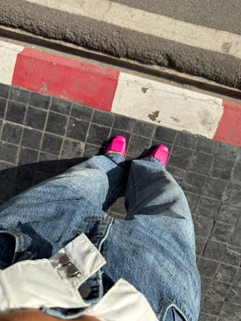 小溪同款玫粉色芭蕾鞋方头气质鞋子凉鞋