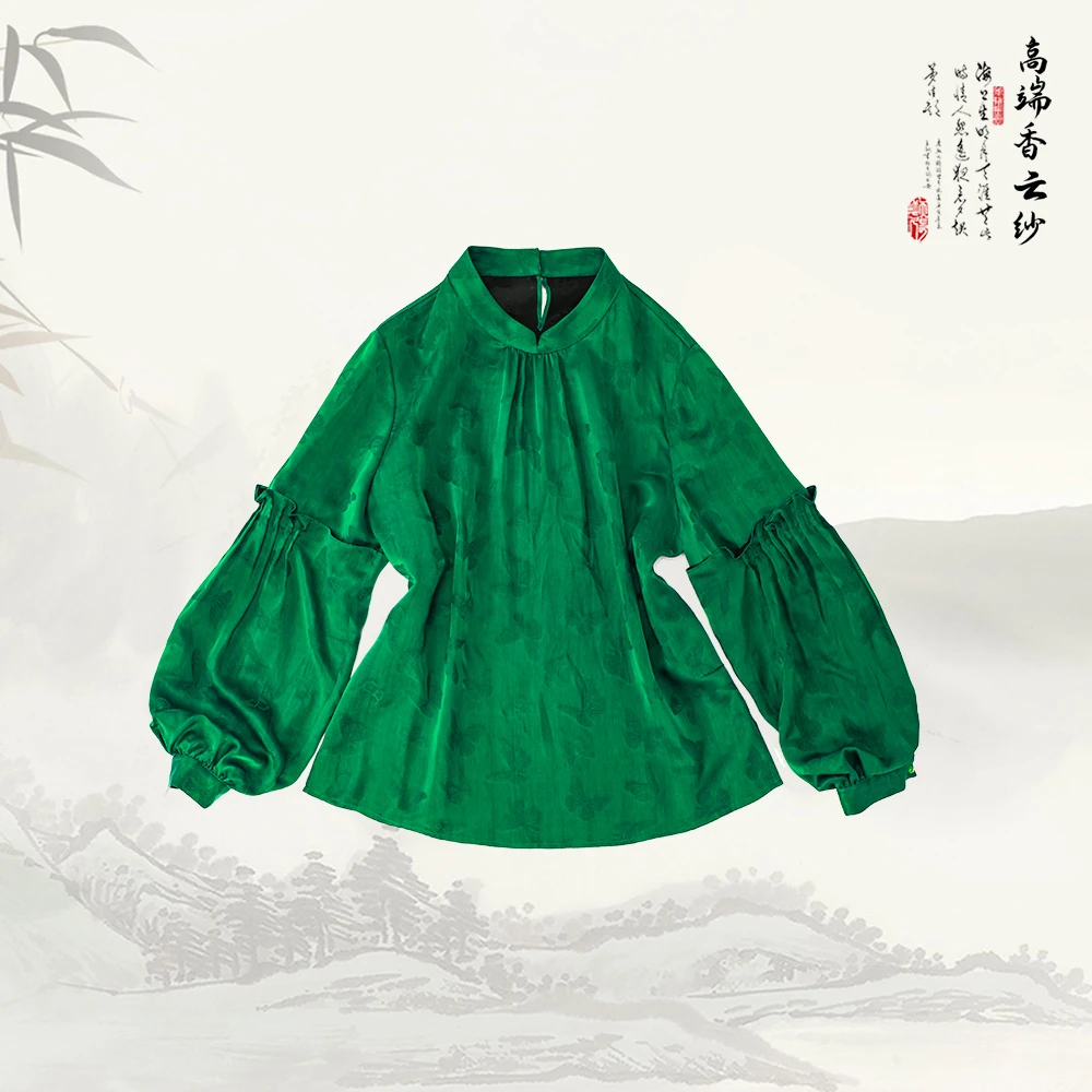 品牌新款香云纱时尚洋气减龄宽松显气质上衣529095