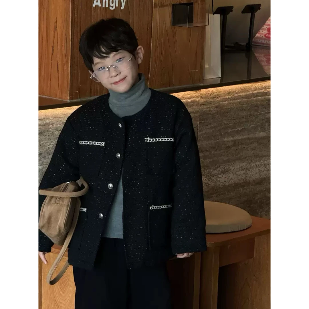 LY【冬季日韩风】男女童ins风时尚百搭加绒夹棉编织气质小香风外套