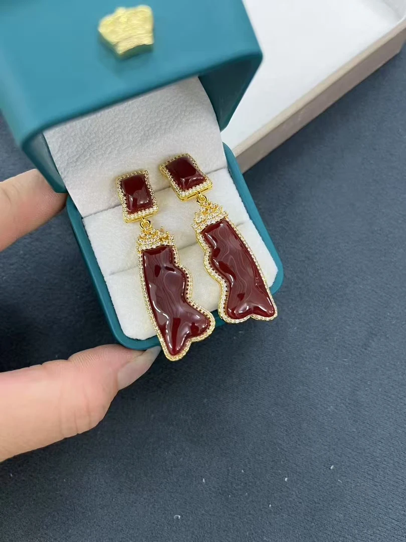 铜合金石英石项链 藏式新款耳钉气质轻奢百搭复古