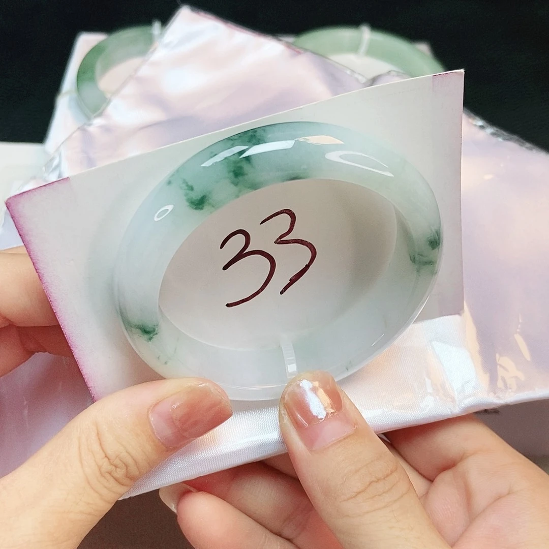 未镶嵌手镯翡翠53.5圈口胶润意境飘蓝花