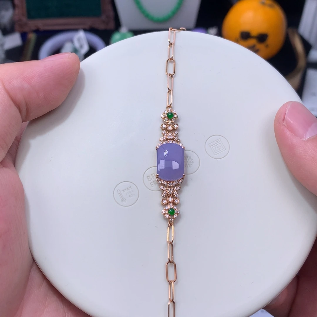 翡翠18K金镶嵌颈饰48小时鉴赏期，退货不扣除服务费