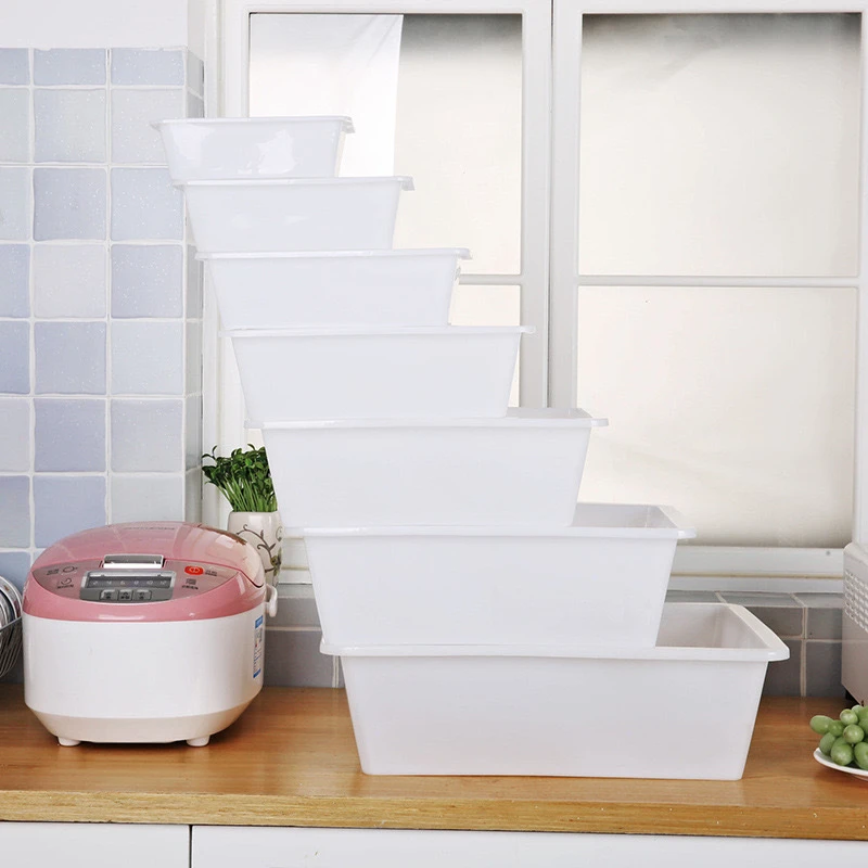 熟胶食品白色塑料盆长方形无盖冰盘厨房麻辣烫保鲜盒小号收纳盒