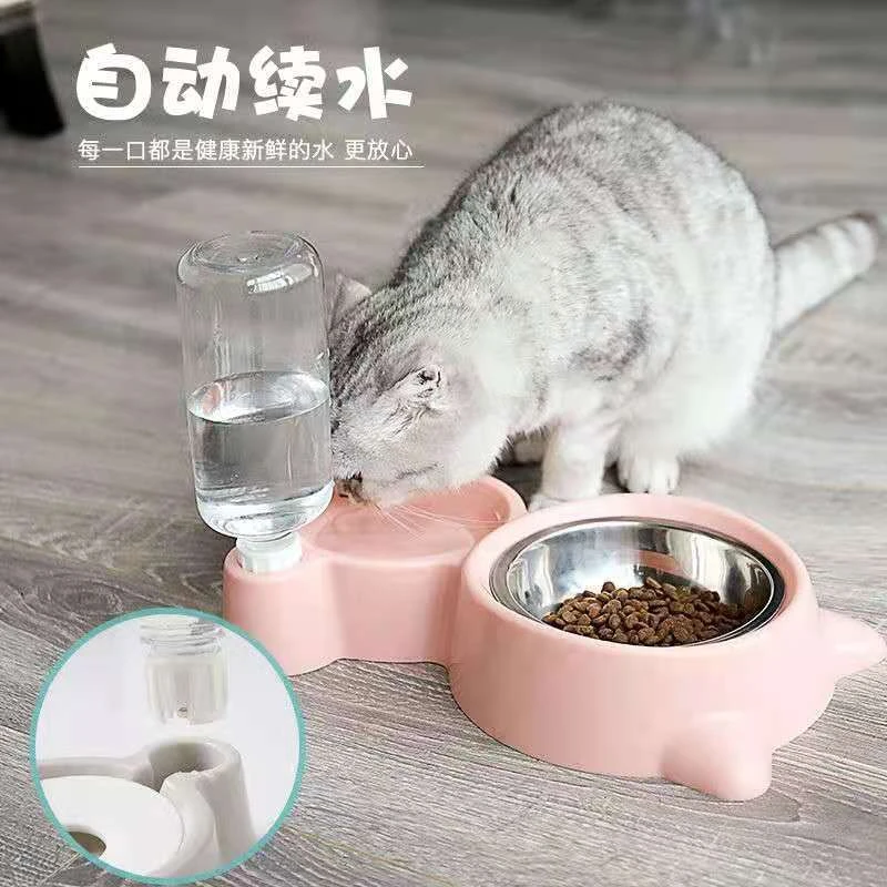 食盆狗粮碗干湿分离防打翻粮水双碗猫咪饭碗自动饮水狗盆大容量zk