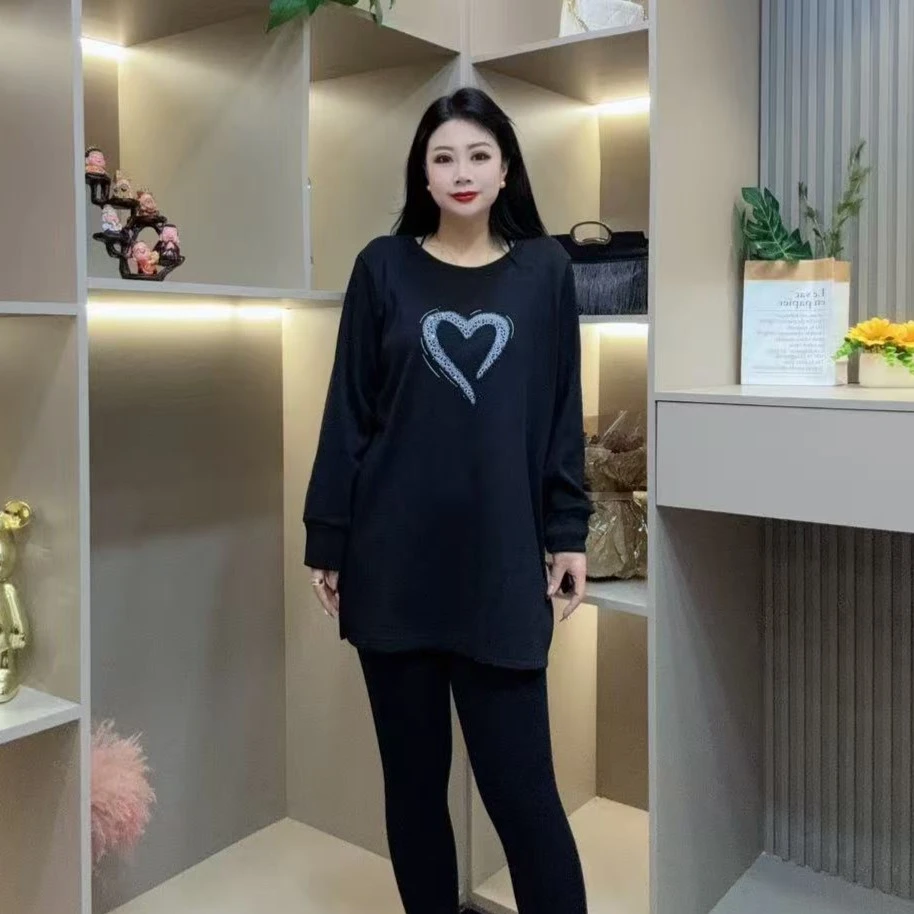 冬季加绒卫衣-勾 9002时尚潮流爱心亮闪百搭款胖MM大码女装新款