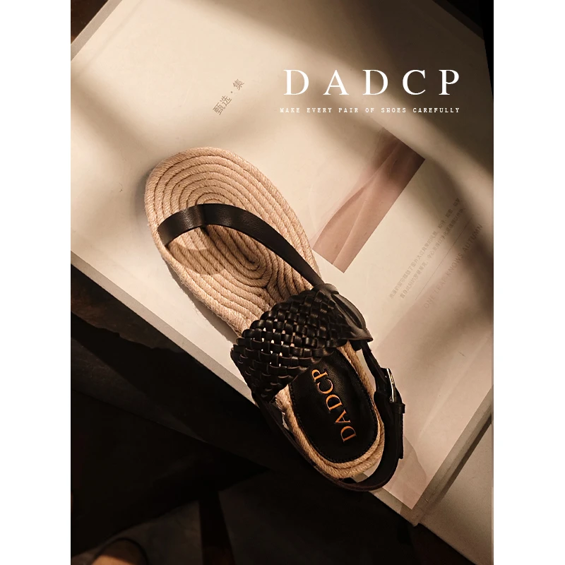 【蛋定诚品】2025夏季新款手工草编底休闲罗马凉鞋平底分趾鞋女