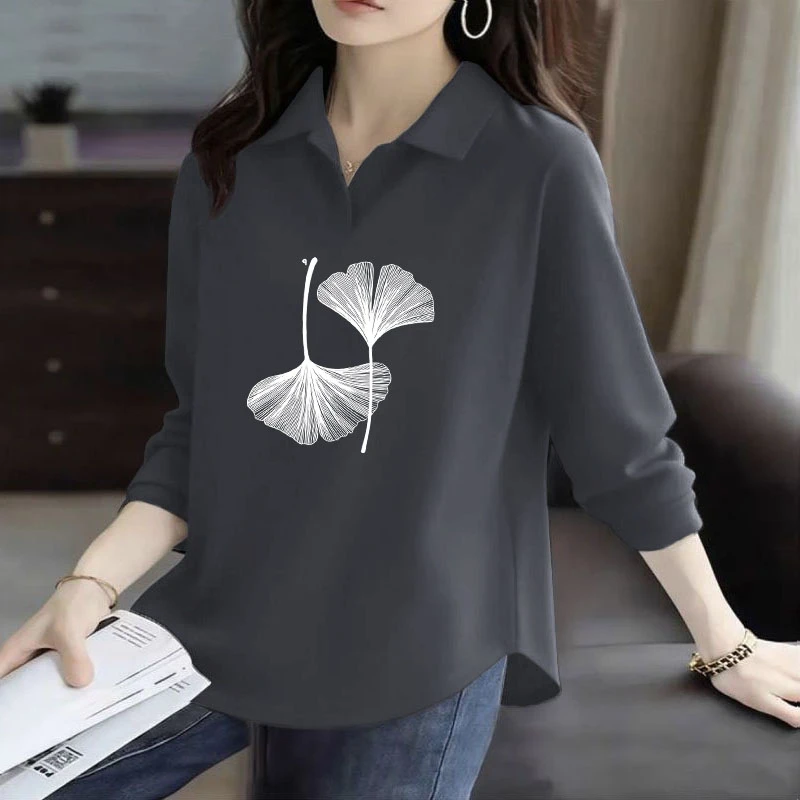 纯棉POLO领百搭春秋冬季2025新款打底衫女洋气小众设计感长袖上衣