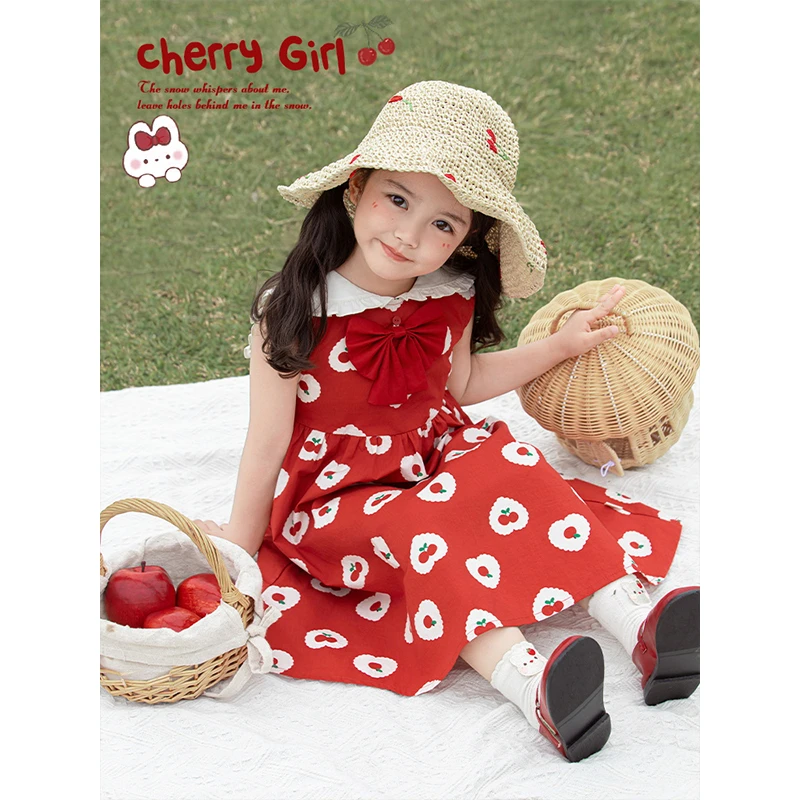 YOEHYAUL/幼悠【樱桃女孩】夏叁波下洋气宝宝夏季红色连衣裙X4951