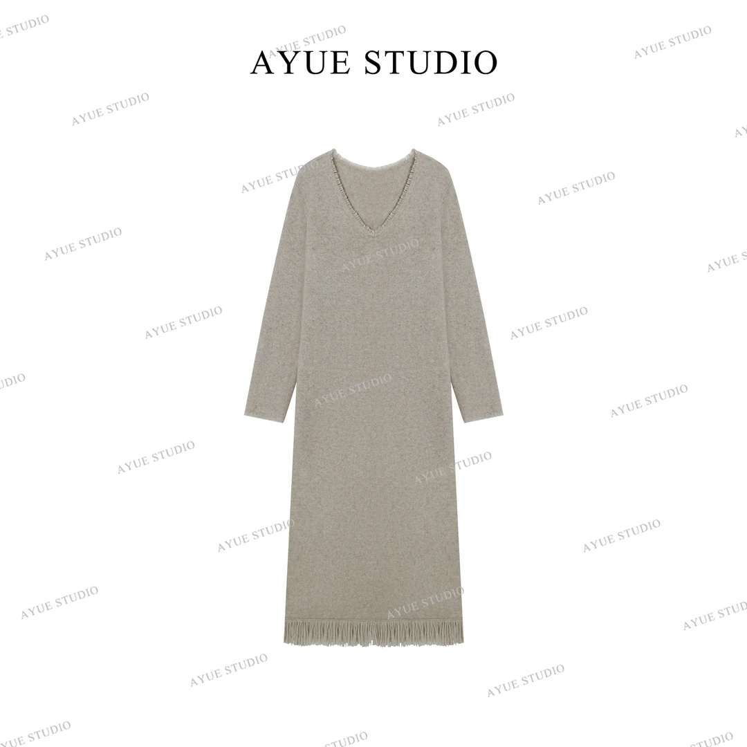 AYUE「流苏」绵羊毛的奢级混纺柔软亲肤连衣裙2107