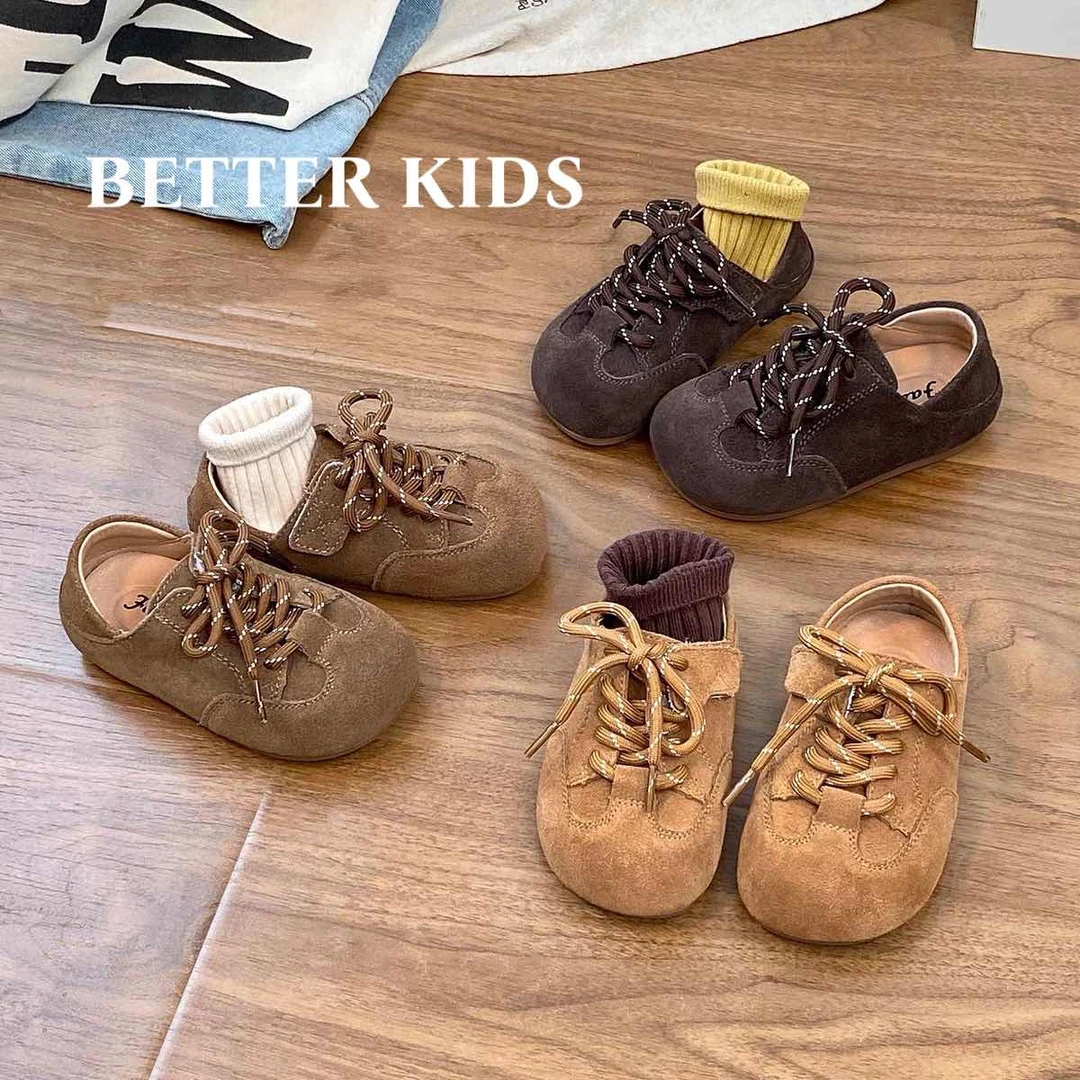 BETTER KIDS/儿童韩版皮鞋女童勃肯鞋春秋款男童单鞋休闲鞋魔术贴