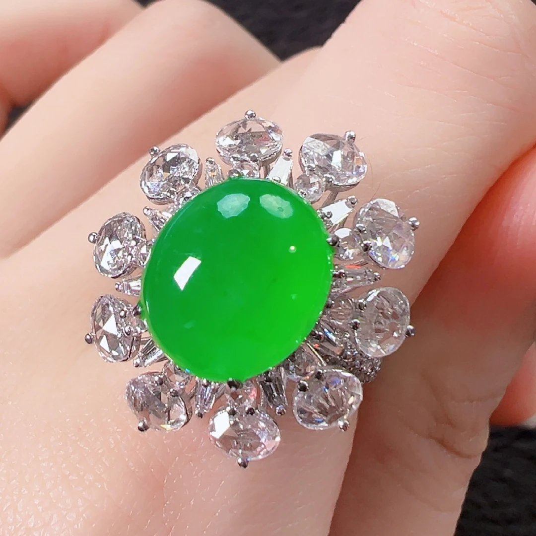 翡翠18K金镶嵌戒指签收后24小时鉴赏期