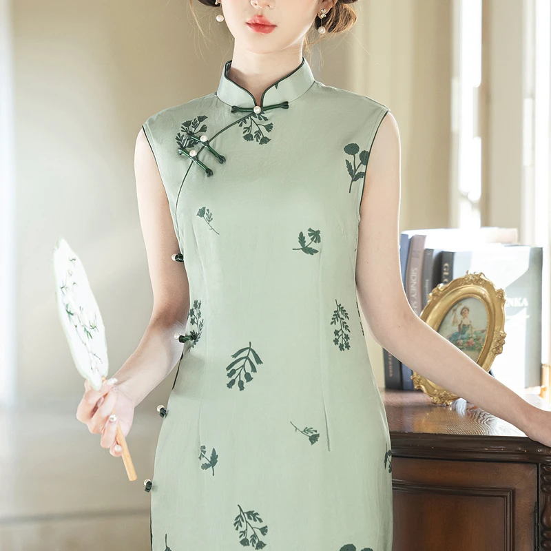 新中式旗袍2025夏季新款无袖老上海素雅国风改良礼服日常可穿裙子