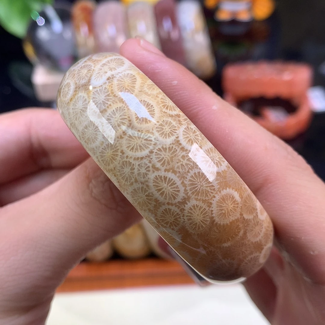 【闪购商品】颈饰未镶嵌硅化珊瑚（珊瑚玉）39号51.6圈双面柠檬