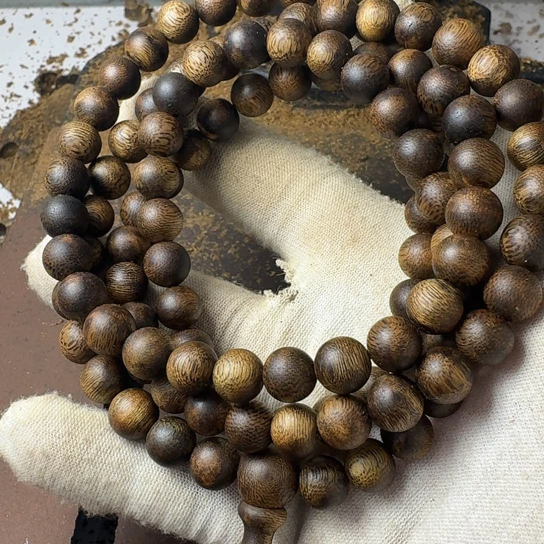 沉香手串绿奇楠沉香卡9规格108颗圆珠33克+