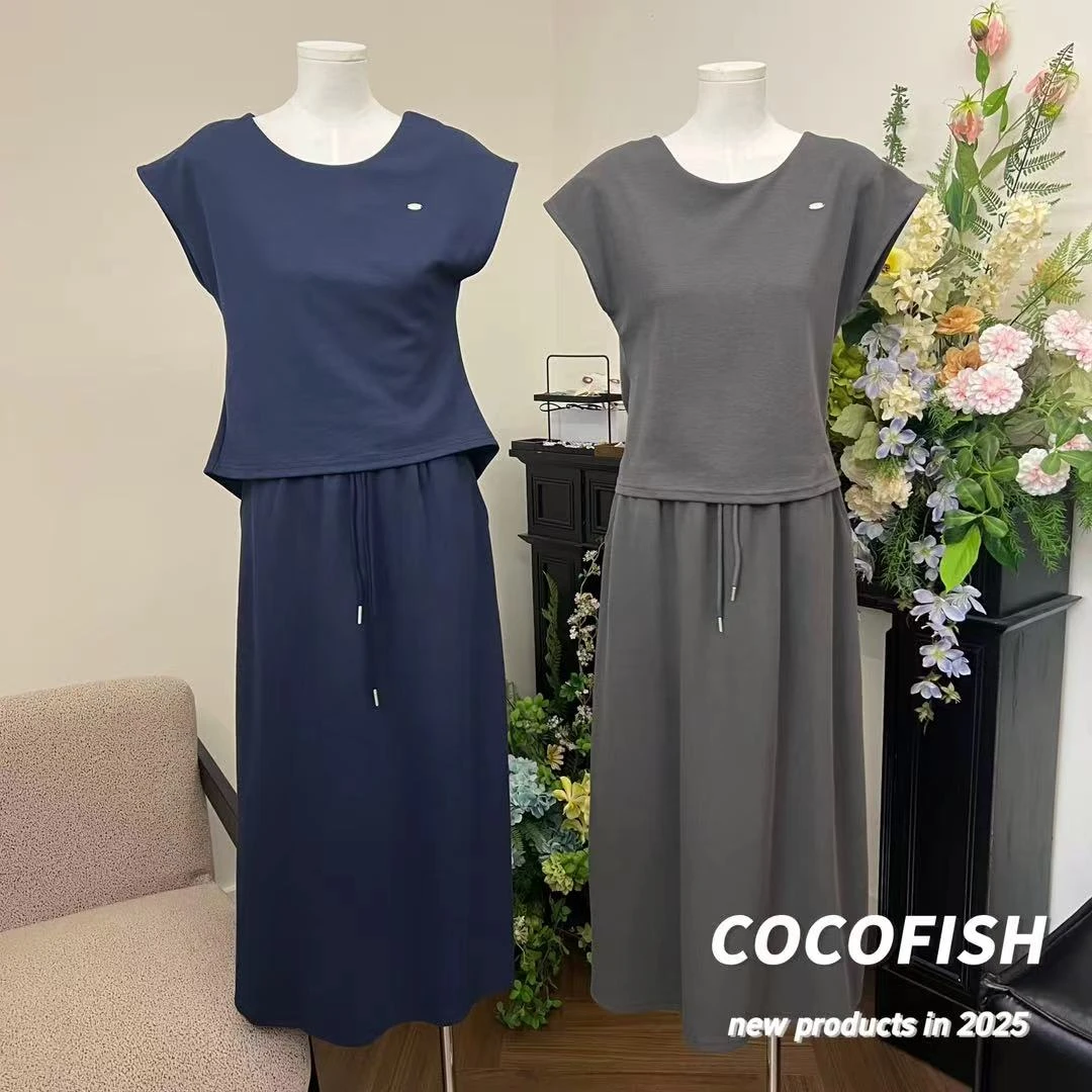 设计感后背露洞绑带短袖上衣+半身裙套装#ky893