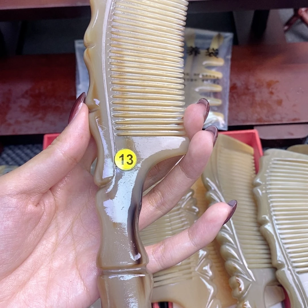 纯手工制作纯牛角梳子素**兰
