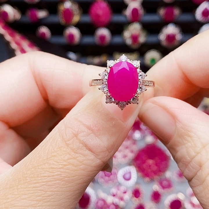 红宝石银S925镶嵌戒指