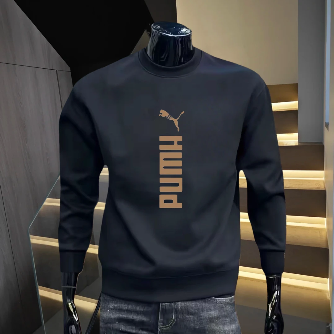 秋冬季卫衣男士新款潮流简约印花休闲宽松圆领百搭加绒长袖打底衫