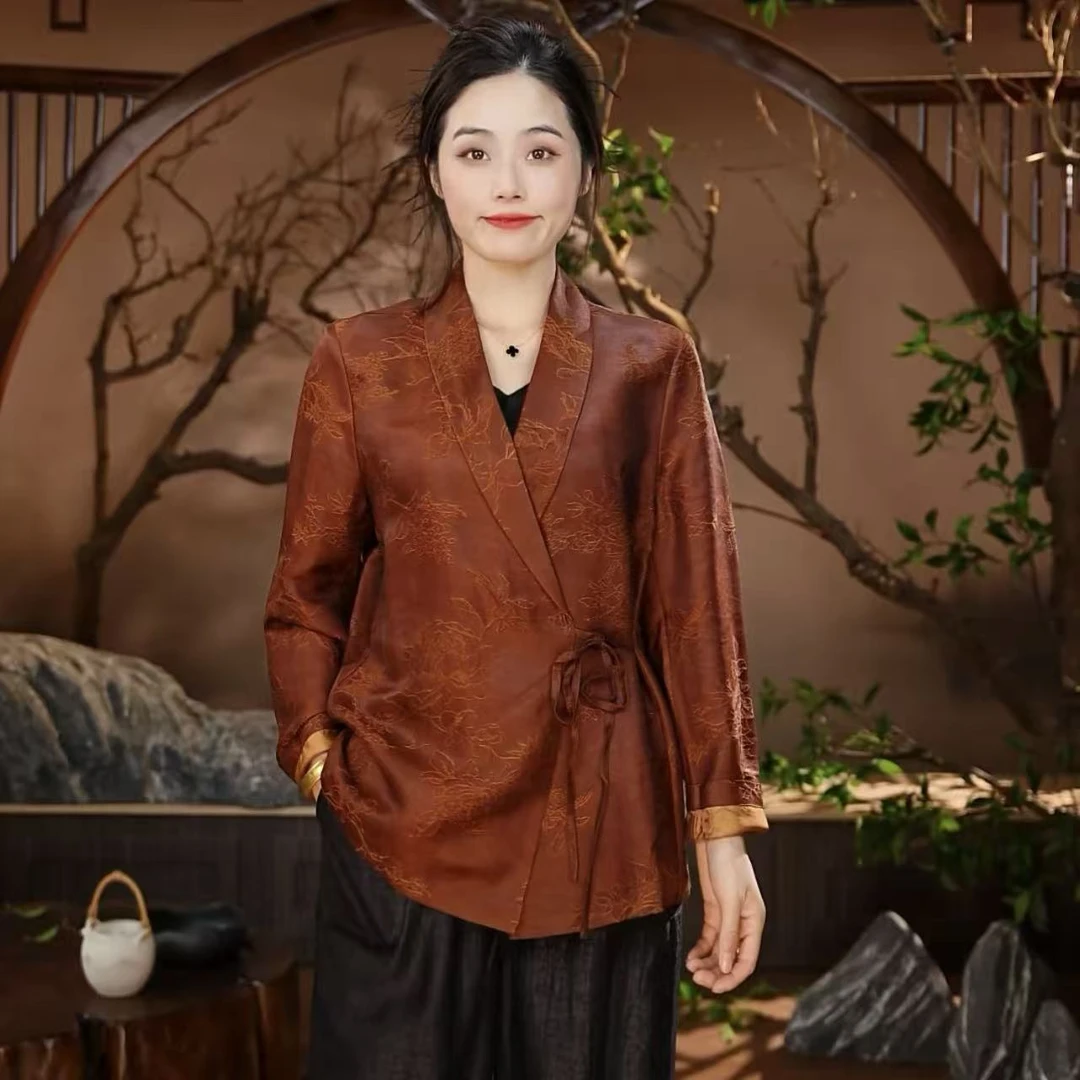 【秋月歌】秋季新款新中式系带西装外套5056