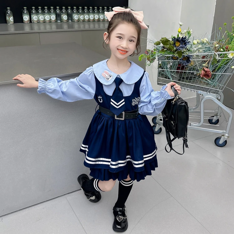女童连衣裙儿童jk学院风假两件裙子女孩中小童朱迪兔子警官演出服