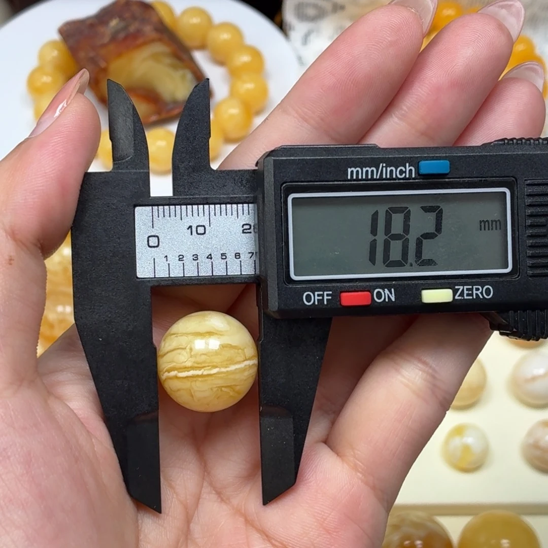 琥珀未镶嵌颈饰俄料虎皮纹一线天单珠18mm