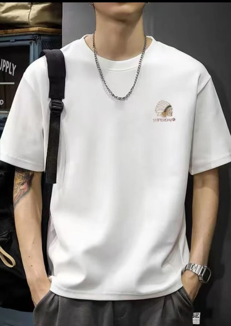 【刺绣版】冰丝夏季短袖男女同款休闲透气半袖修身圆领潮流时尚T