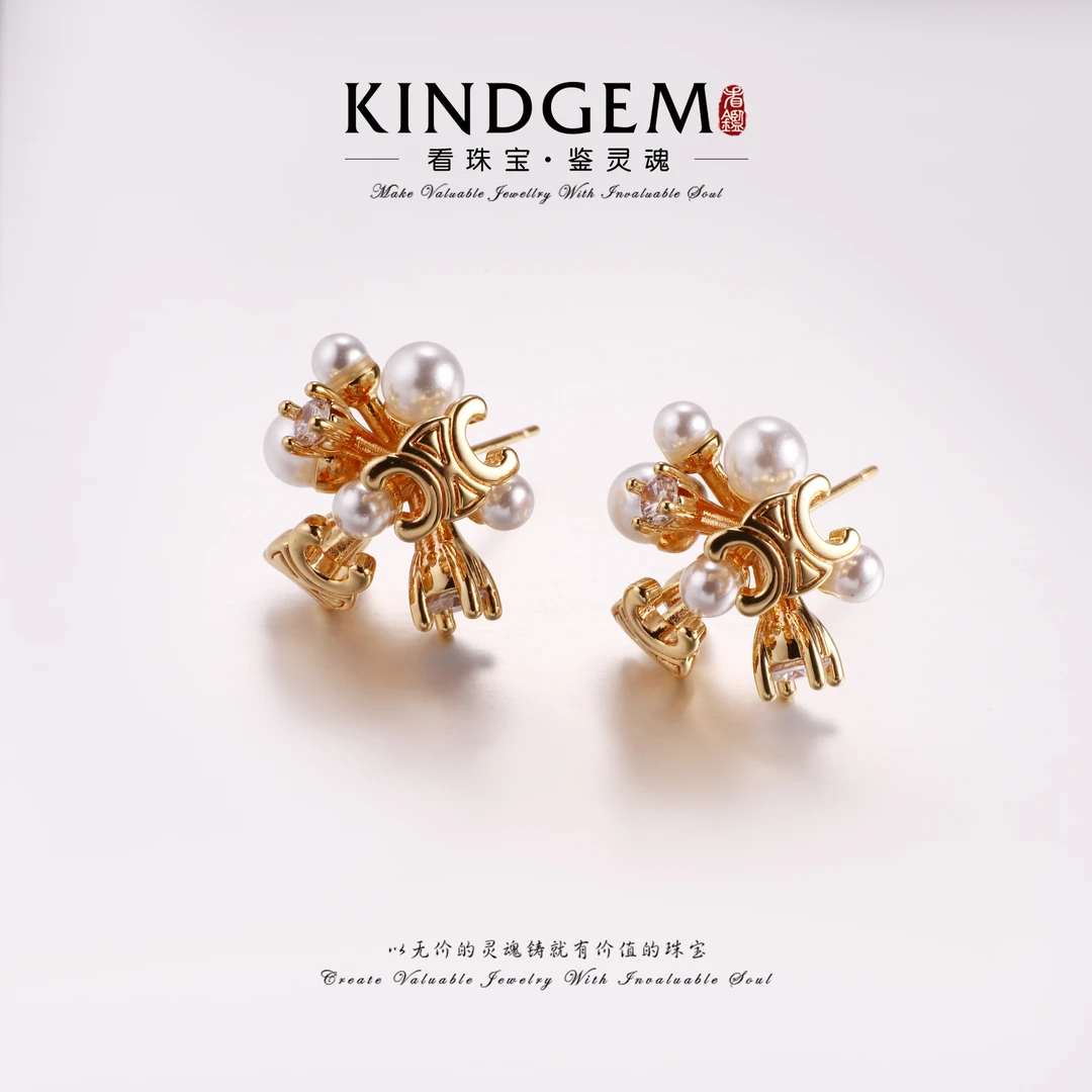 铜合金仿珍珠耳饰 法式复古个性设计小众时尚百搭耳环 C-32865