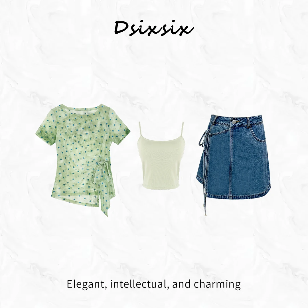 Yeah Me/也觅【波点椿叙】夏季新款小清新波点设计百搭半身裙套装