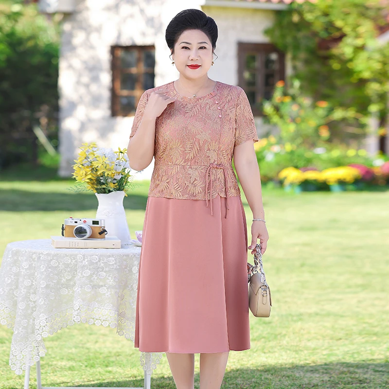 夏装新款女高级感连衣裙洋气妈妈款大码阔太太气质装礼服裙子