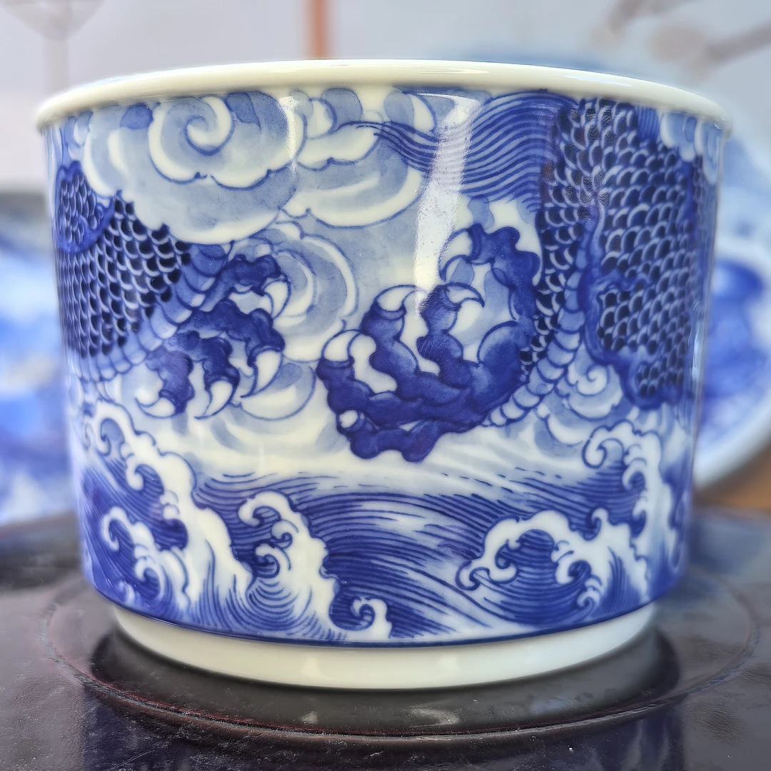 纯手绘青花云龙纹直口主人杯170-180ml