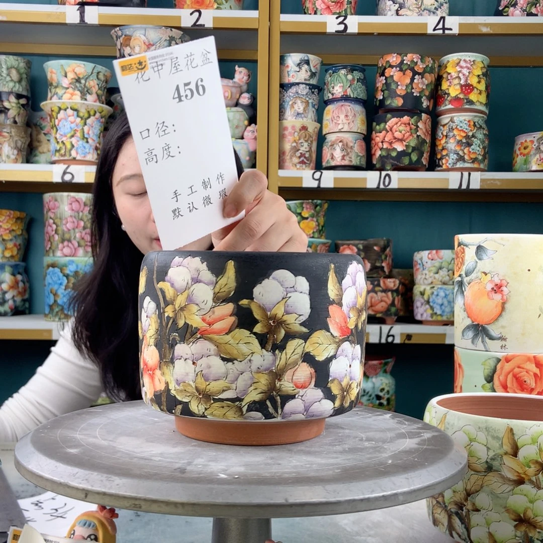 陶景德镇手工花盆456