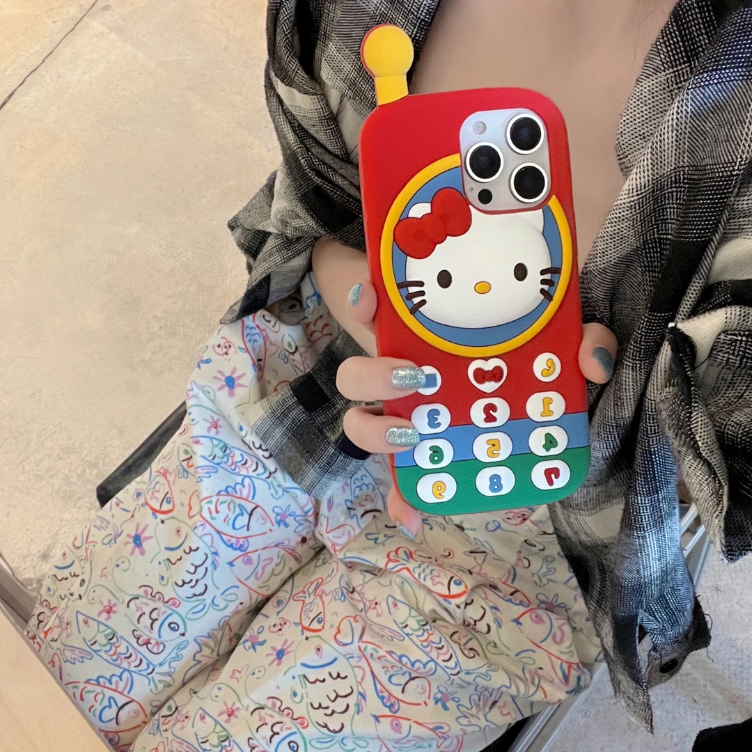 苹果|KT猫电话机可爱创意适用iPhone 16卡通个性女款硅胶手机壳