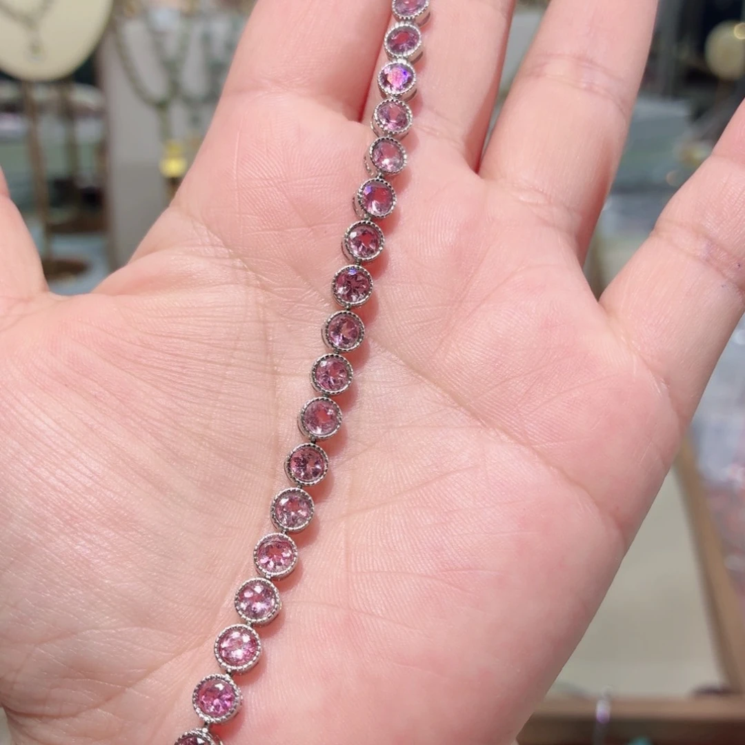 手链银S925镶嵌碧玺国首质检