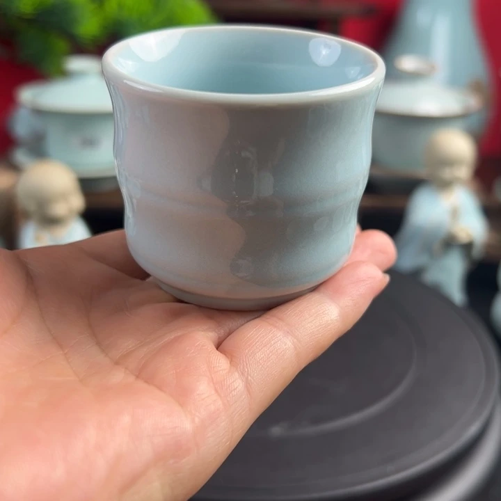 陶瓷云尚汝瓷  天青竹节客杯