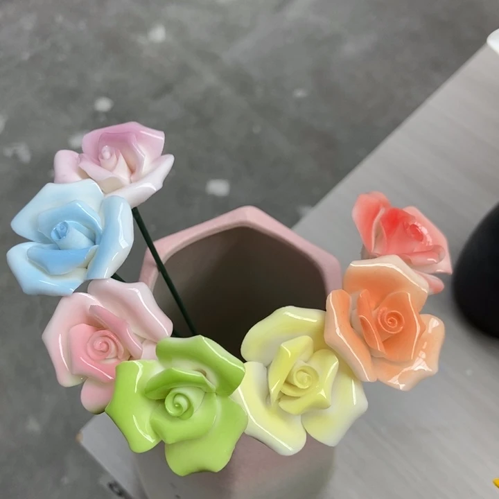 陶瓷手工制作陶瓷花7朵