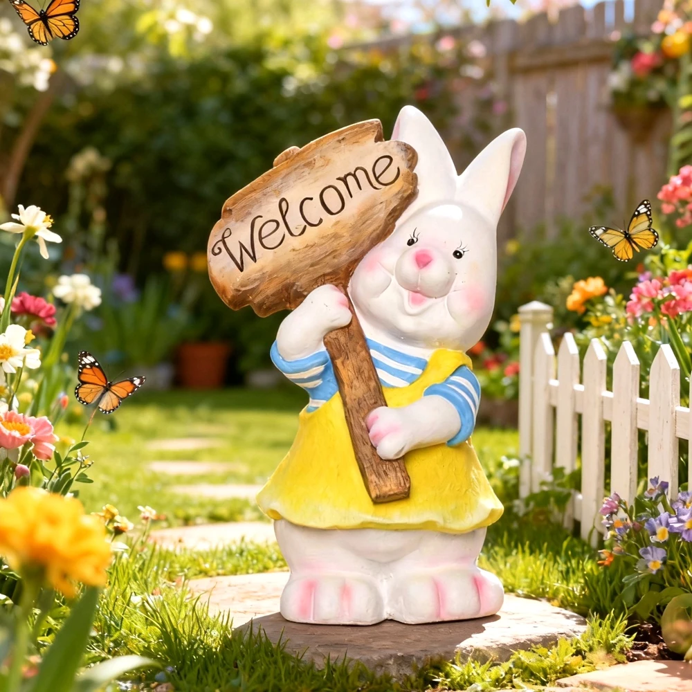 户外卡通欢迎兔子别墅庭院子幼儿园装饰花园摆件园林景观雕塑造景