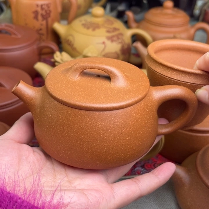 紫砂茶壶原矿黄降坡宽口石瓢精工半手200cc