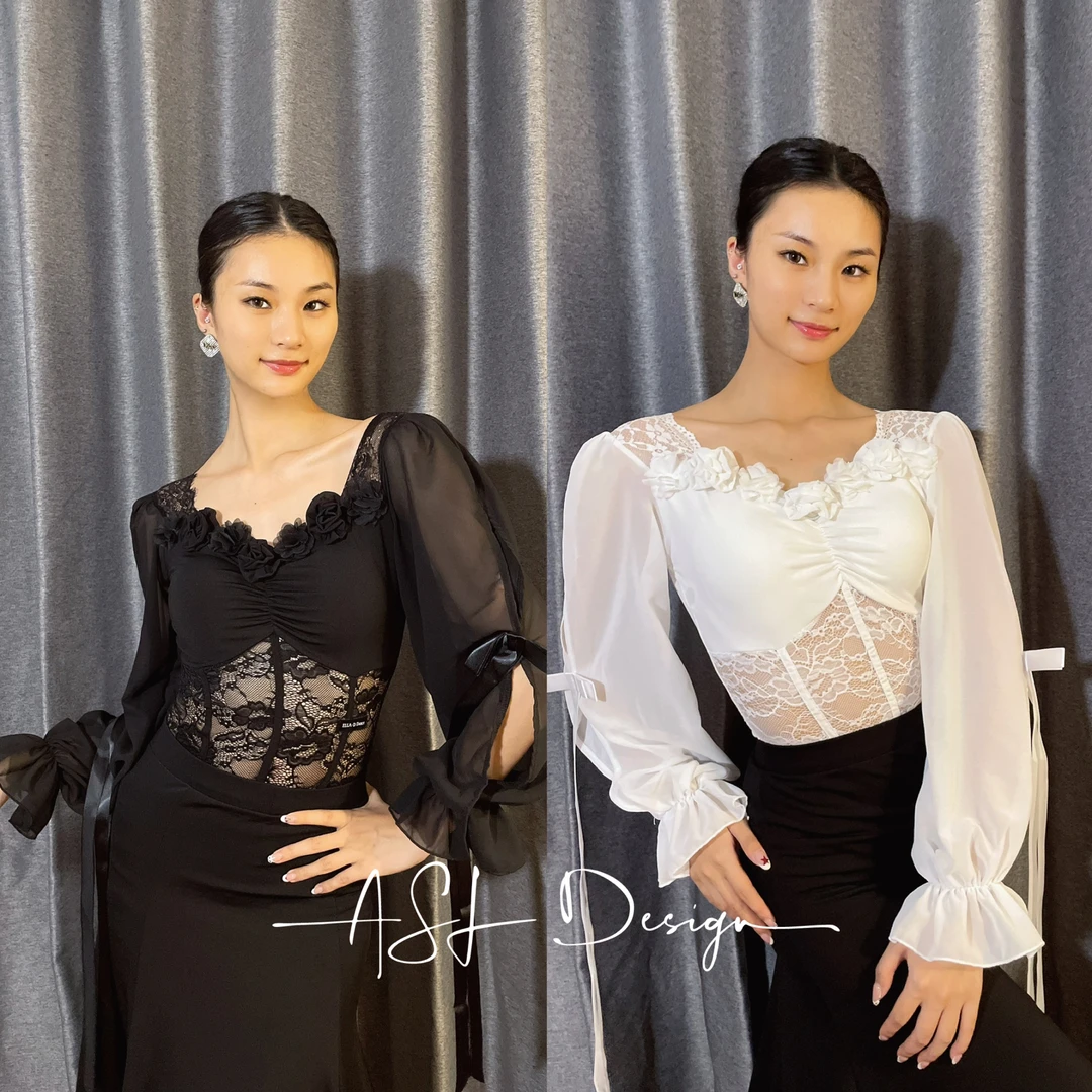 ASL Design 新款夏季泡泡袖摩登上衣蕾丝雪纺显瘦气质（联名款）