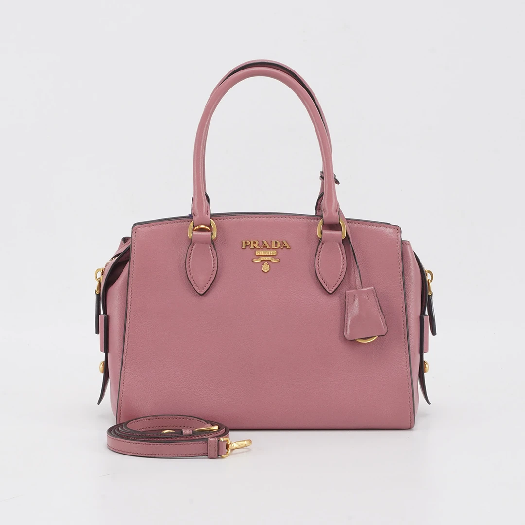 95新 Prada/普拉达 【白菜】桃红色手提斜挎包/BGD401400078